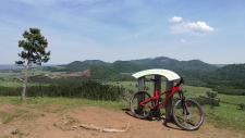 Uitzicht op de Chaîne des Puys vanaf de Puy de Combegrasse
