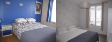 Photo avant et après de la chambre rénovée