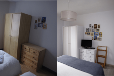 Photo avant et après de la chambre rénovée